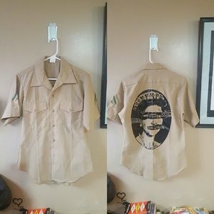 Khaki vintage shirt w Sex Pistols punk art…